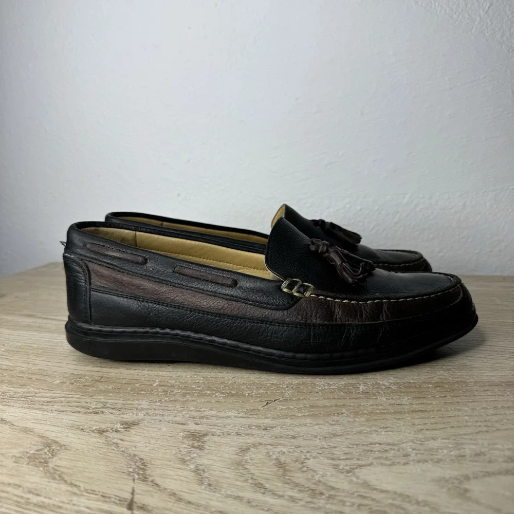Sandro Moscoloni Vineyard Black and Brown Leather Loafer Shoes Mens Size‎ 9.5 D